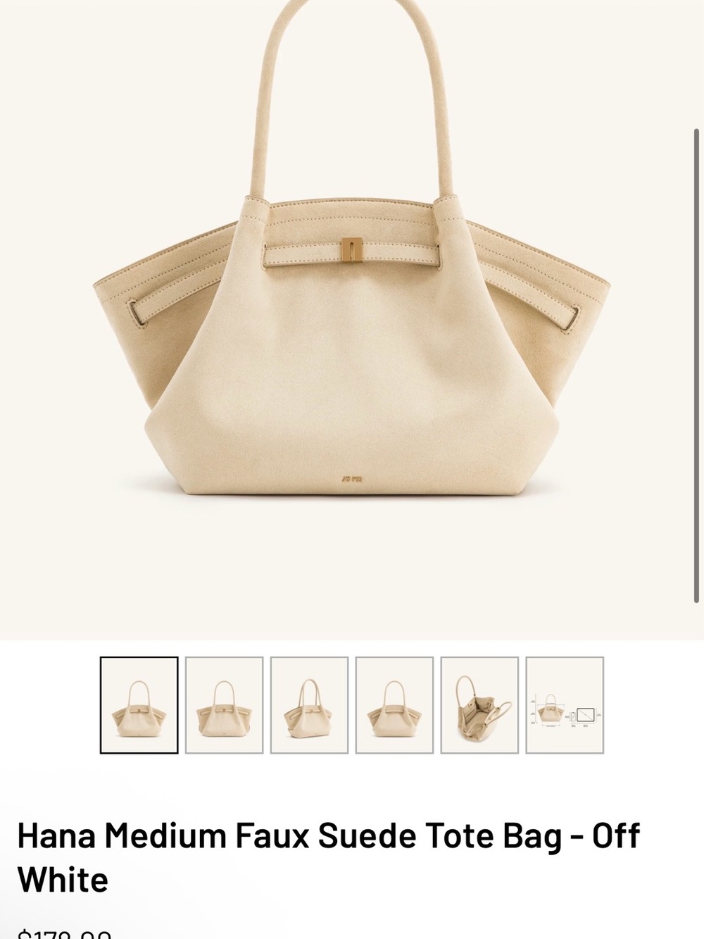 JW PEI Hana Medium Faux Suede Tote - Off White